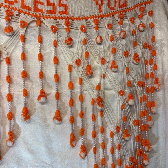 Vintage Orange and White 'God Bless You' Tapestry - Picture 3 of 6